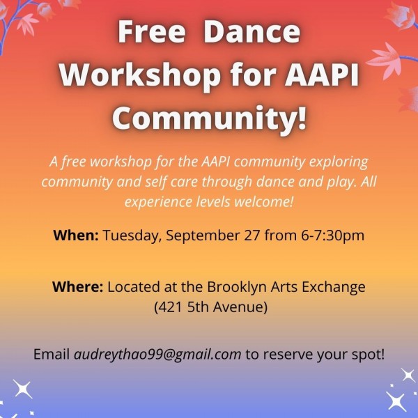 An informative image with text descriptions of the free dance workshop.