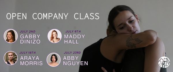 Two women in an embrace with details on who is teaching each class