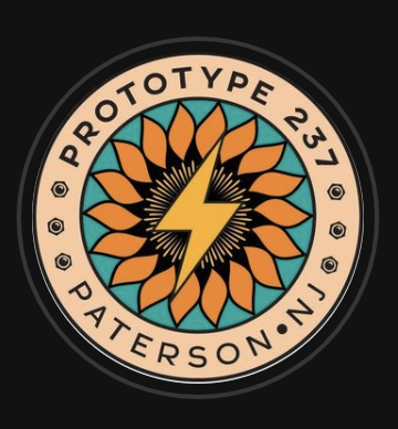 A pale peach circle on a black background. In the center of the circle is a lightning bolt inside a sunflower. 