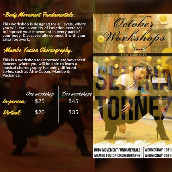 Flier for Selena Tornez' October Workshops