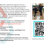 brief description of the jobs listings, along with a photo of students in a dance class