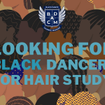 Collaged graphic with several Black people and their different hairstyles. Black Dance Change Makers is placed at the top of the