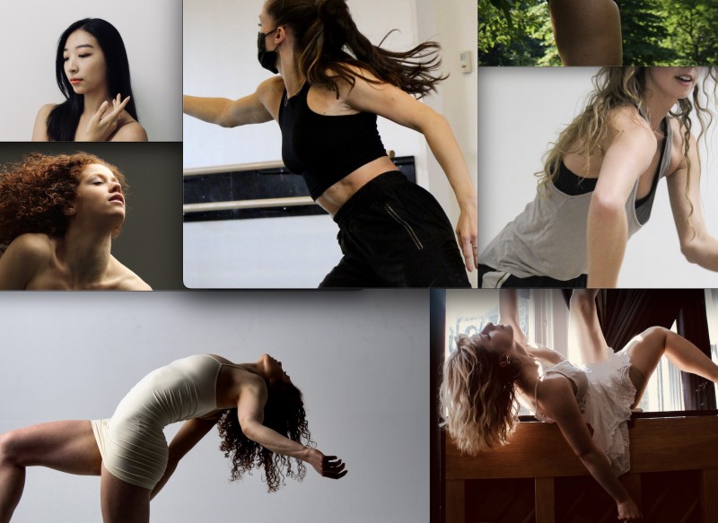 sample of some works-in studio, in rehearsal, portrait, movement, etc.