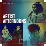 Headshots of 4 artists with the text Artist Afternoons in bold