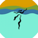 graphic design image of dancer's body submerged in water