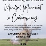 Multiple photos layered on top of each other of a dancer moving on green grass against a blue sky.