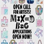 White background with various handdrawn bags bordering text that reads "Open call for artists! Mixed Bag applications open now!"