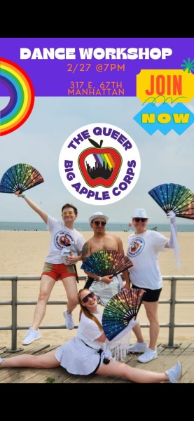QBAC Dance Crew Workshop flyer - picture was taken after marching in the 2024 Mermaid Parade 