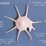 White spiral shell on blue backdrop with white text displaying workshop details.