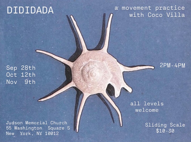 White spiral shell on blue backdrop with white text displaying workshop details.