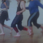 Three dancers on 8mm film