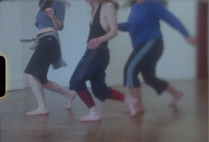 Three dancers on 8mm film