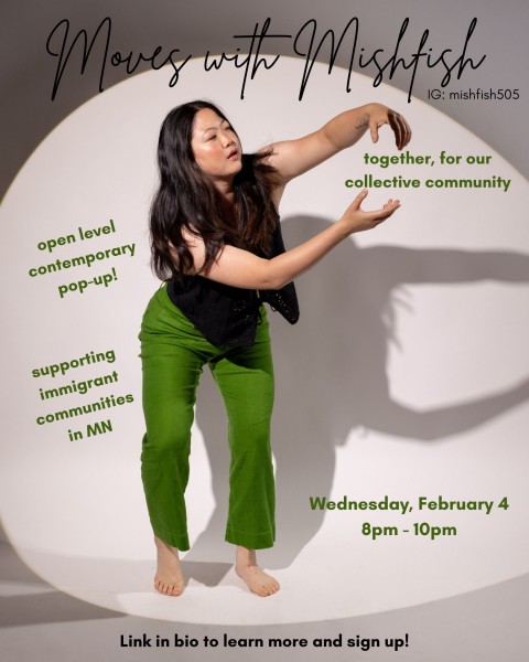 a class flyer that includes a picture of michelle (dark brown hair, black top, green pants) and text about the class