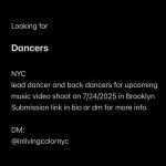 Looking for Dancers, DM @inlivingcolornyc