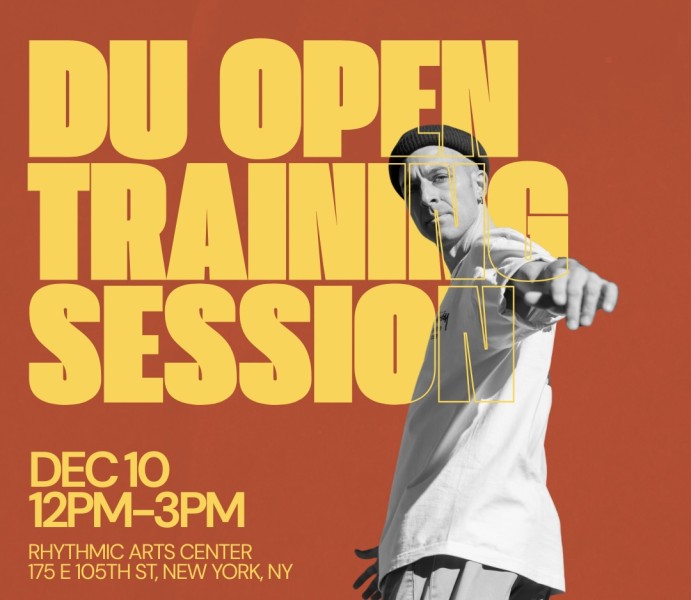 A red flyer reading “DU OPEN TRAINING SESSION” along with a photo of facilitator Lesar and date and time of the workshop