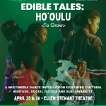 a flyer with dancers of all styles with information about edible tales: ho'oulu performing at La mama moves festival 