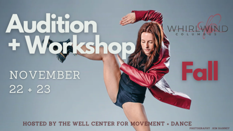 This is a promotional flyer for a dance audition and workshop. Here’s a description:  • The text reads:  • “Audition + Workshop”