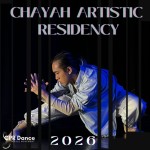 Chayah Artistic Residency, 2026, Photo of a non-binary dancers in a low lunge to the lef with their hands extended to the right.