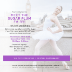 A ballerina in a white tutu and leotard posing in front of a cityscape.