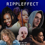 A collage of headshots of the faculty mentors over a blue background with the text RIPPLEFFECT printed at the top