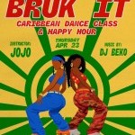 Green, Yellow, and green visuals showing two people caribbean dancing