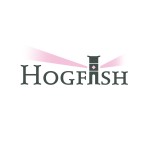 Logo depicting the text: "Hogfish" where the "i" is a small castle with pink rays of light on either side
