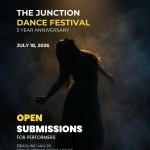 An image announcing the festival with a dancer on stage