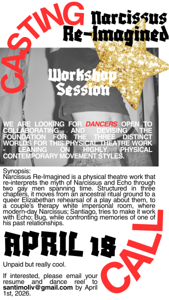contains same text as above, over a white background with a black and white photo of a person dancing and a sparkly star