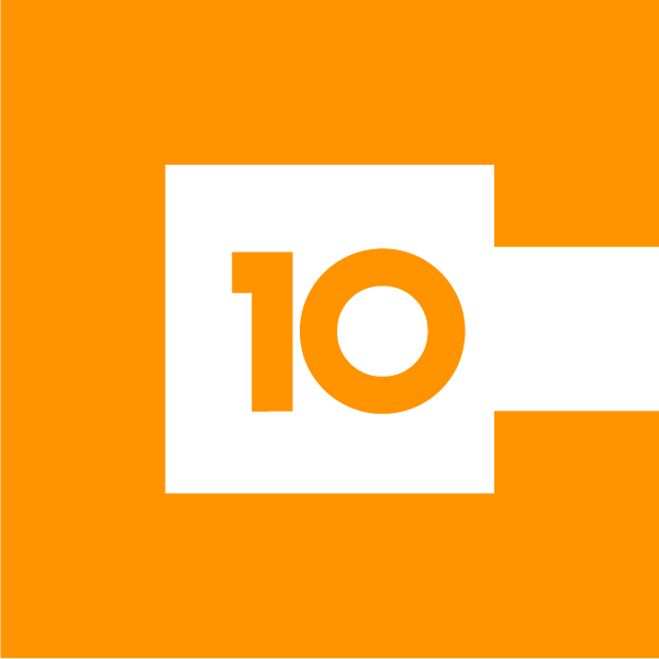 The image showcase a large letter 'C" in orange with the number 10 in the center negative space on the 'C'
