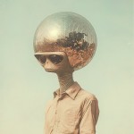 cover art of an alien with a discoball for a head