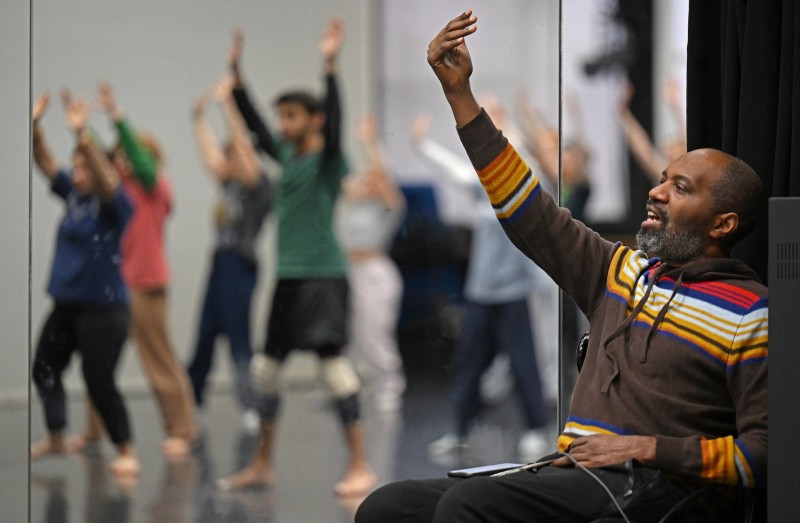 Ronald K. Brown teaching a dance class