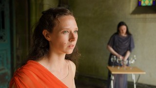 Close up of Andi Farley Shimota from "And Then, Now" recently performed at Green-Wood Cemetery in May 2024
