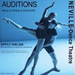 Male & female contemporary dancers together in front of a blue background