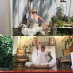 2 female dancers in white with right arm upraised towards the sky