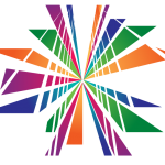 Dancewave logo depicting the Brooklyn bridge in rainbow color