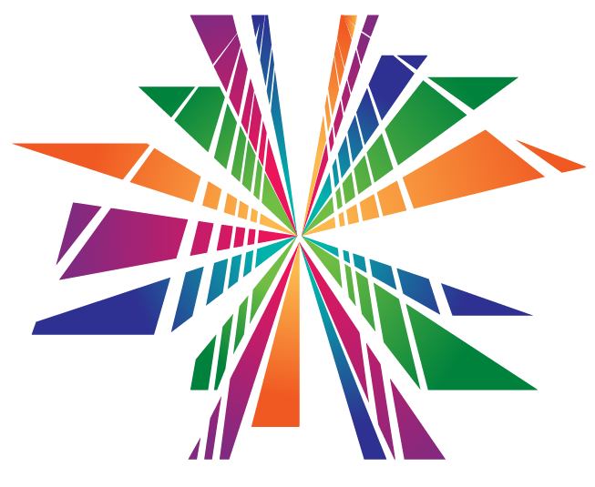 Dancewave logo depicting the Brooklyn bridge in rainbow color