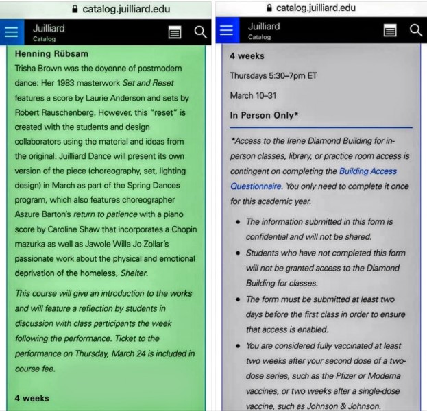 Detailed course description: Class will introduce works by Trisha Brown, Aszure Barton, and more