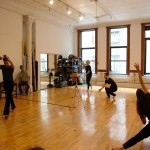 Composer/sound artist John Morton and the dancers at an earlier informal showing