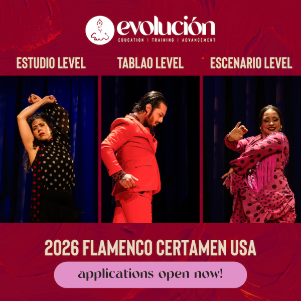 3 photos of dancers side by side, a woman in black , a profile of a man in a red suit, a woman in a red dress 