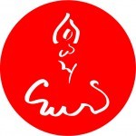 White outlined dancer in a red circle