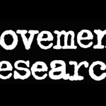 Logo of Movement Research in white typewriter text on a black background.