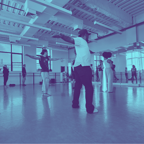 Studio class image in blue filter