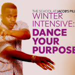Photo of Maleek Washington with text that reads "The School at Jacob's Pillow Winter Intensive: Dance Your Purpose."