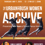 Archive photo of Urban Bush Women dancers leaping in air. 