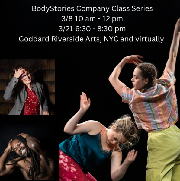 Image includes photos of both teachers, and an image of two performers. Image also includes text with class information. 