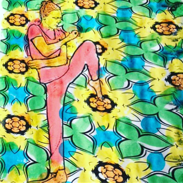 This image of Tiffany Mills from Julie Lemberger's coloring book features female dance makers with forward by Elizabeth Zimmer