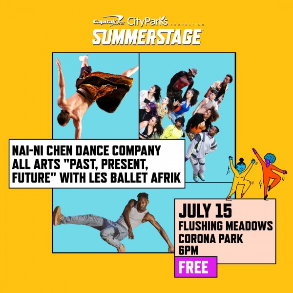 Two dance companies jumping and spinning