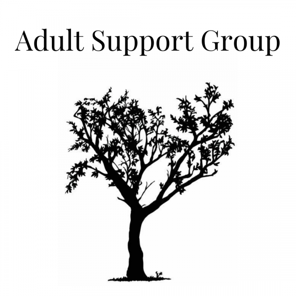 Tree in silhouette with Adult Support Group above it