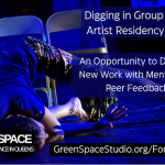 Dancer on a blue stage sits in a shoulder stand by some chairs, with text overlaid explaining the above information