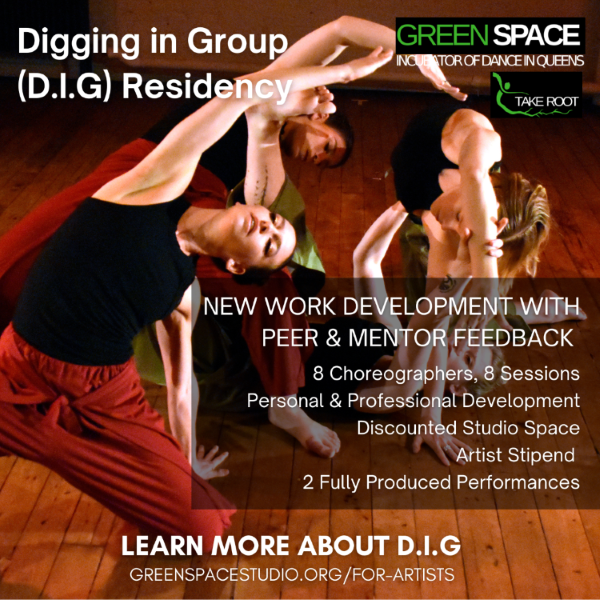 A twisting dancer with a black shirt and red pants